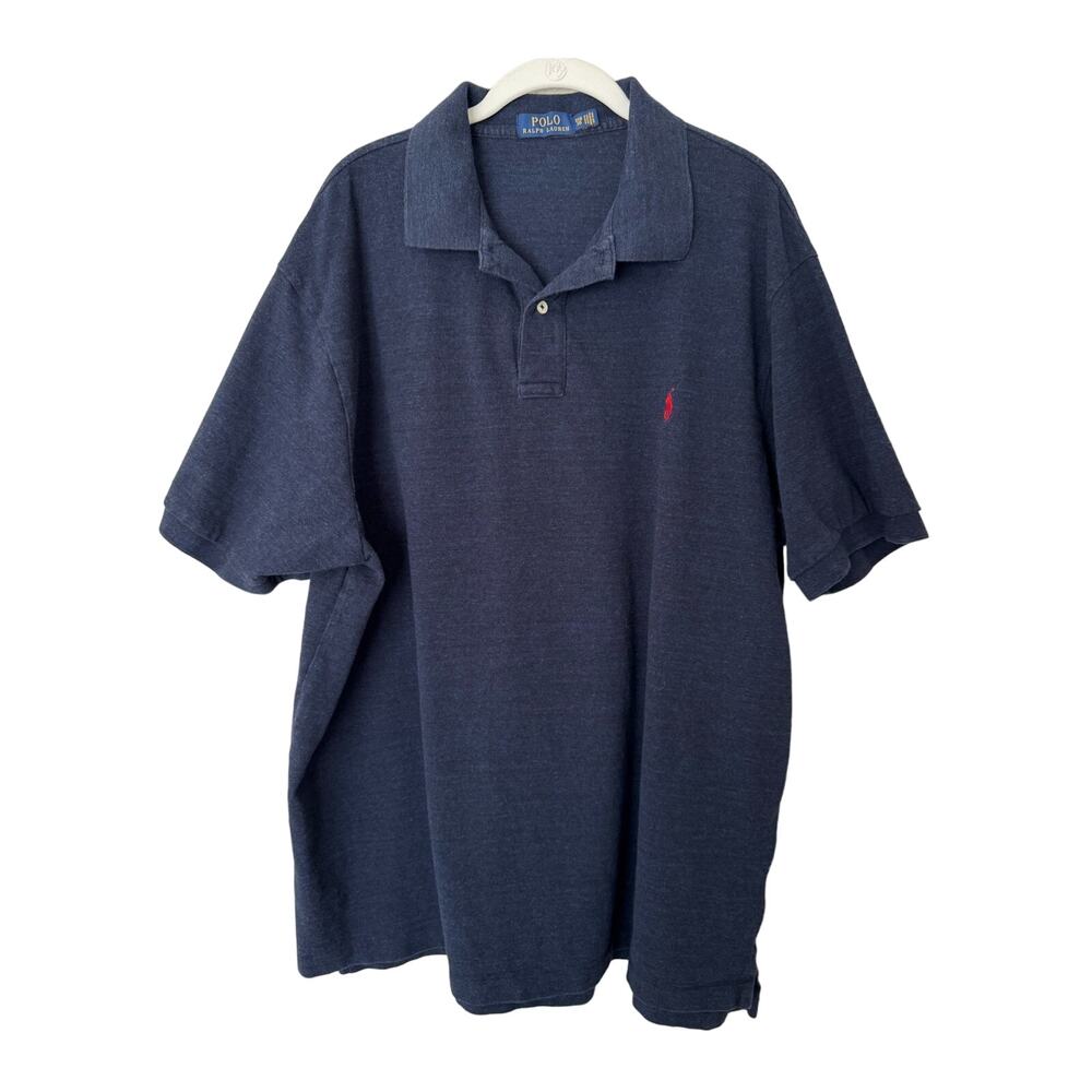 Polo Ralph Lauren Navy‎ Blue Heathered Polo Shirt Size 2XB